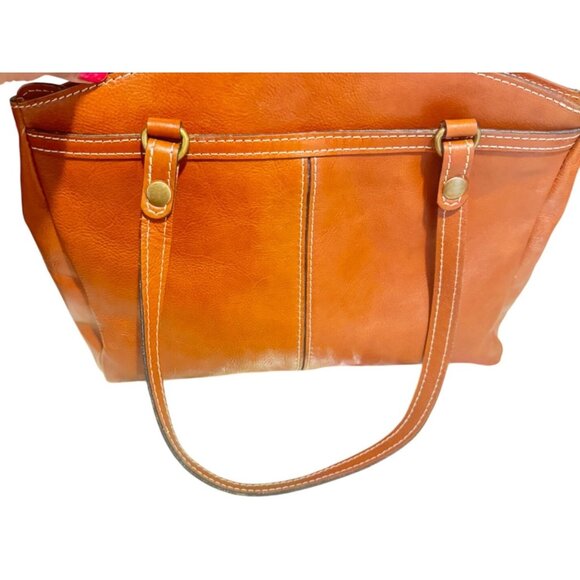 Patricia Nash Leather Poppy Tote Bag Tan Italian-Style Handbag - Picture 1 of 13